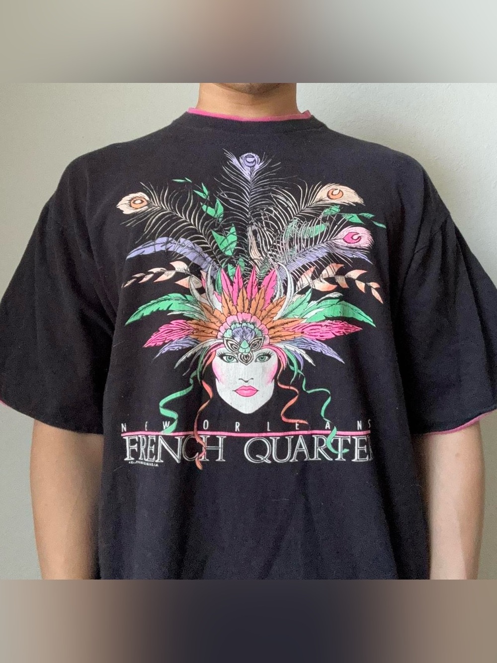Vintage 1990s New Orleans French Quarters Graphics Black Single Stitched